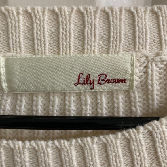 Lily Brown Frame Ruffle Sweater, White - Picture 3 of 5